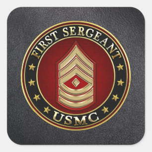 U.S. Marines: Eerste brigadier (USMC 1stSgt) [3D] Vierkante Sticker