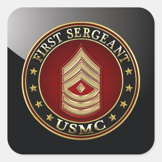 U.S. Marines: Eerste brigadier (USMC 1stSgt) [3D] Vierkante Sticker (Voorkant)
