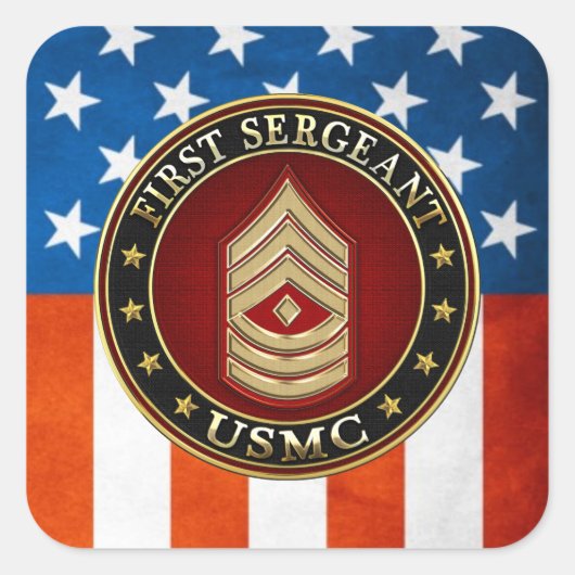 U.S. Marines: Eerste brigadier (USMC 1stSgt) [3D] Vierkante Sticker (Voorkant)