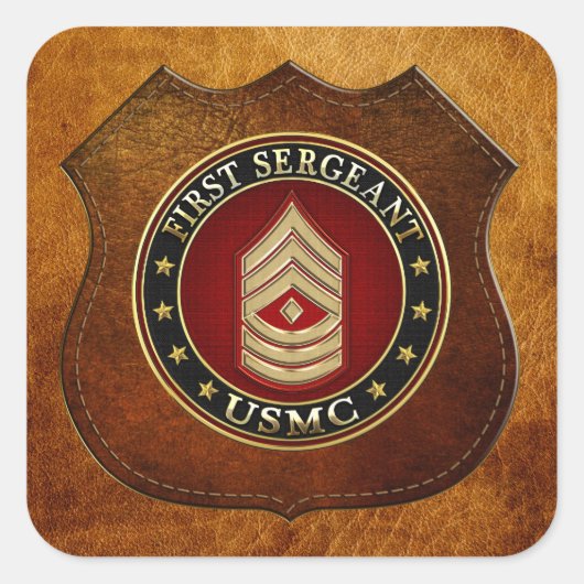 U.S. Marines: Eerste brigadier (USMC 1stSgt) [3D] Vierkante Sticker (Voorkant)