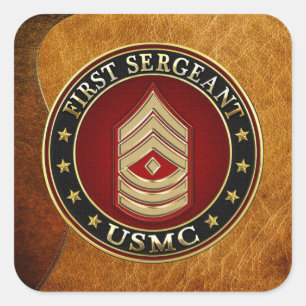 U.S. Marines: Eerste brigadier (USMC 1stSgt) [3D] Vierkante Sticker