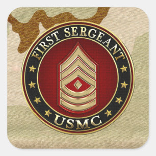 U.S. Marines: Eerste brigadier (USMC 1stSgt) [3D] Vierkante Sticker