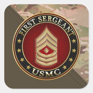 U.S. Marines: Eerste brigadier (USMC 1stSgt) [3D] Vierkante Sticker
