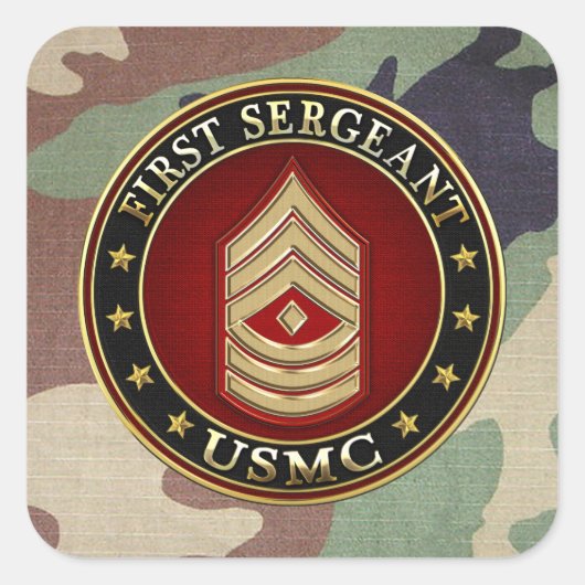 U.S. Marines: Eerste brigadier (USMC 1stSgt) [3D] Vierkante Sticker (Voorkant)