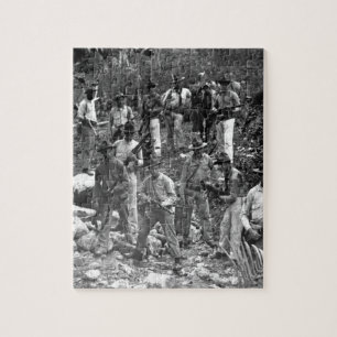 U.S. Marines en gids in het zoeken naar verband.   Legpuzzel