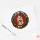 U.S. Marines: Hoofdinspecteur (USMC MSgt) [3D] Ronde Sticker (Envelop)