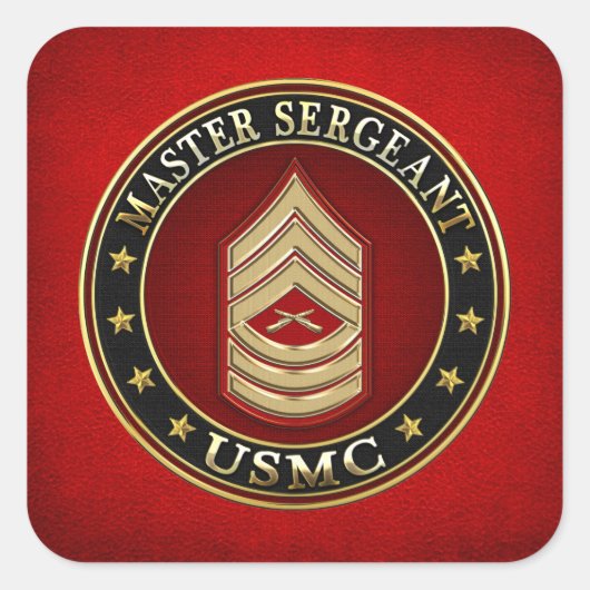 U.S. Marines: Hoofdinspecteur (USMC MSgt) [3D] Vierkante Sticker (Voorkant)