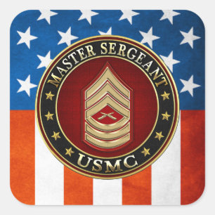 U.S. Marines: Hoofdinspecteur (USMC MSgt) [3D] Vierkante Sticker
