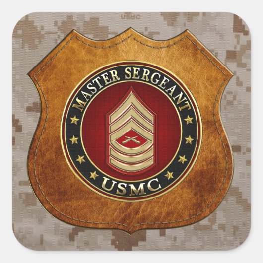 U.S. Marines: Hoofdinspecteur (USMC MSgt) [3D] Vierkante Sticker (Voorkant)
