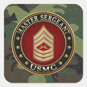 U.S. Marines: Hoofdinspecteur (USMC MSgt) [3D] Vierkante Sticker
