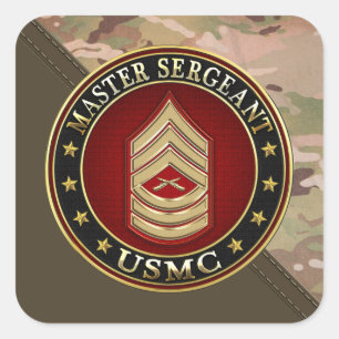 U.S. Marines: Hoofdinspecteur (USMC MSgt) [3D] Vierkante Sticker