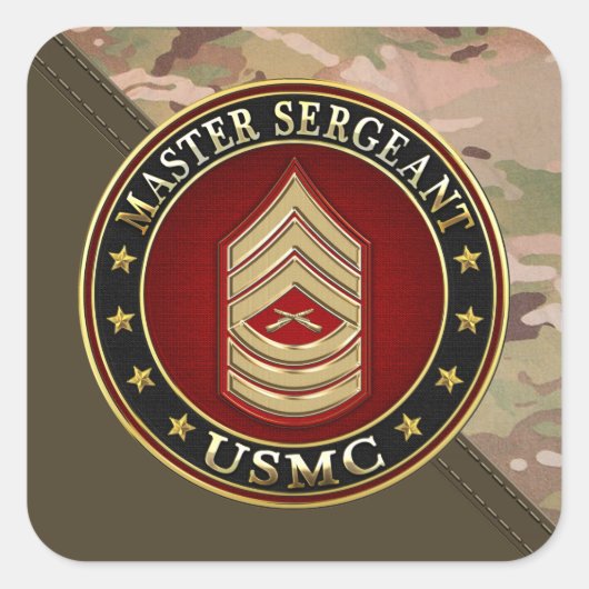 U.S. Marines: Hoofdinspecteur (USMC MSgt) [3D] Vierkante Sticker (Voorkant)