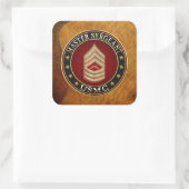 U.S. Marines: Hoofdinspecteur (USMC MSgt) [3D] Vierkante Sticker (Tas)