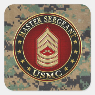 U.S. Marines: Hoofdinspecteur (USMC MSgt) [3D] Vierkante Sticker