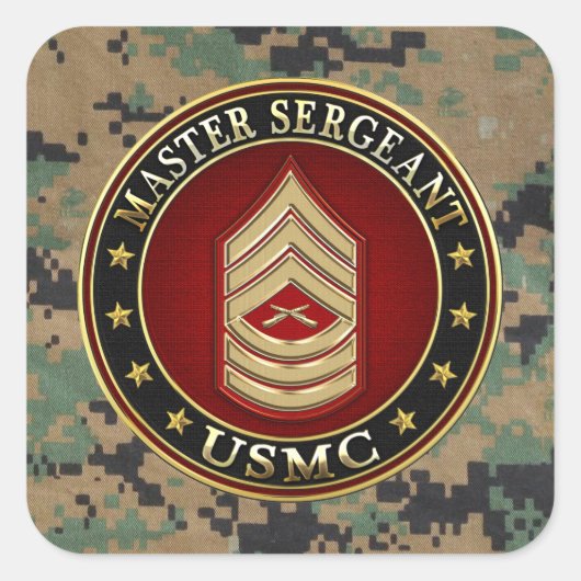 U.S. Marines: Hoofdinspecteur (USMC MSgt) [3D] Vierkante Sticker (Voorkant)