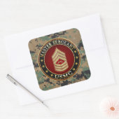 U.S. Marines: Hoofdinspecteur (USMC MSgt) [3D] Vierkante Sticker (Envelop)