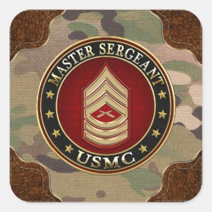 U.S. Marines: Hoofdinspecteur (USMC MSgt) [3D] Vierkante Sticker