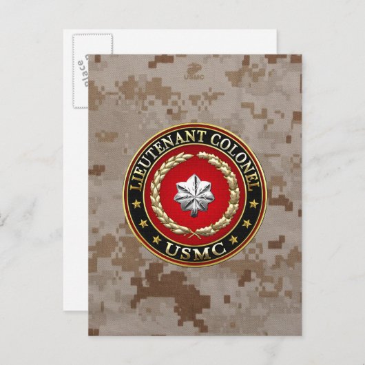 U.S. Marines: Luitenant-kolonel (USMC LtCol) [3D] Briefkaart (Voorkant / Achterkant)
