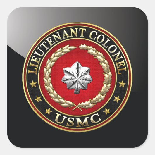 U.S. Marines: Luitenant-kolonel (USMC LtCol) [3D] Vierkante Sticker (Voorkant)