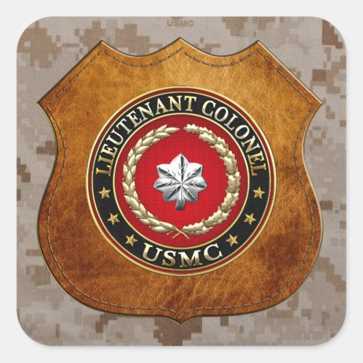 U.S. Marines: Luitenant-kolonel (USMC LtCol) [3D] Vierkante Sticker (Voorkant)