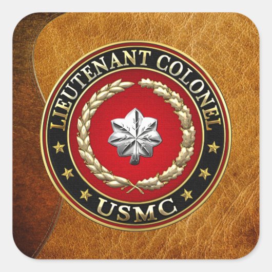 U.S. Marines: Luitenant-kolonel (USMC LtCol) [3D] Vierkante Sticker (Voorkant)