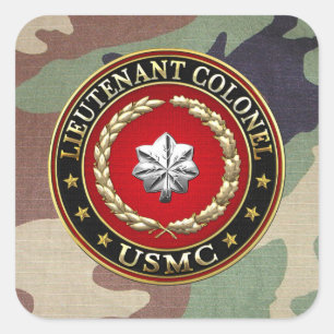 U.S. Marines: Luitenant-kolonel (USMC LtCol) [3D] Vierkante Sticker
