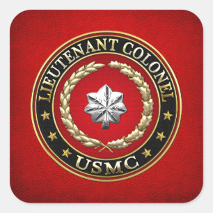 U.S. Marines: Luitenant-kolonel (USMC LtCol) [3D] Vierkante Sticker