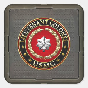 U.S. Marines: Luitenant-kolonel (USMC LtCol) [3D] Vierkante Sticker