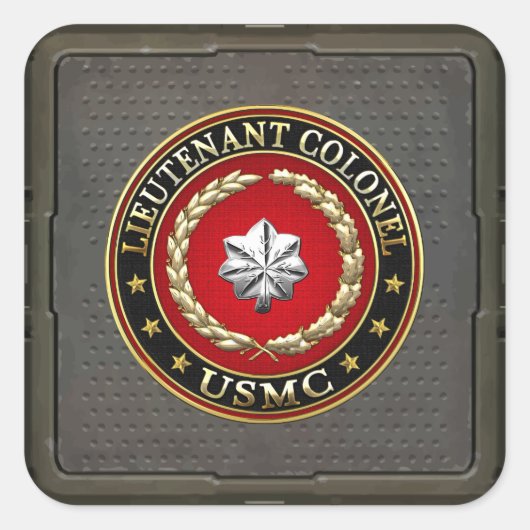 U.S. Marines: Luitenant-kolonel (USMC LtCol) [3D] Vierkante Sticker (Voorkant)