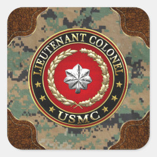 U.S. Marines: Luitenant-kolonel (USMC LtCol) [3D] Vierkante Sticker