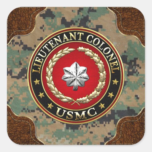 U.S. Marines: Luitenant-kolonel (USMC LtCol) [3D] Vierkante Sticker (Voorkant)