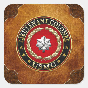 U.S. Marines: Luitenant-kolonel (USMC LtCol) [3D] Vierkante Sticker