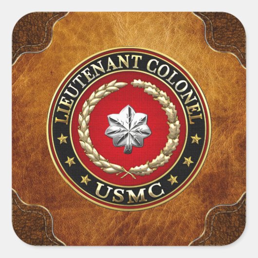 U.S. Marines: Luitenant-kolonel (USMC LtCol) [3D] Vierkante Sticker (Voorkant)