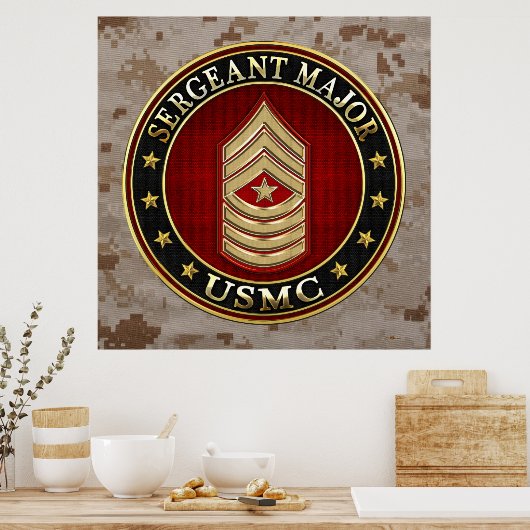 U.S. Marines: Sergeant-majoor (USMC SgtMaj) [3D] Poster (Keuken)
