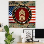 U.S. Marines: Sergeant-majoor (USMC SgtMaj) [3D] Poster (Thuiskantoor)