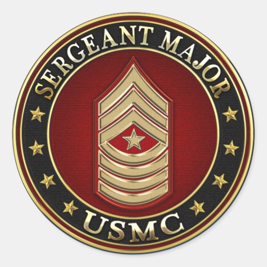 U.S. Marines: Sergeant-majoor (USMC SgtMaj) [3D] Ronde Sticker (Voorkant)