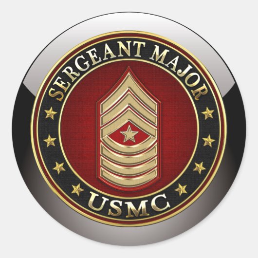 U.S. Marines: Sergeant-majoor (USMC SgtMaj) [3D] Ronde Sticker (Voorkant)