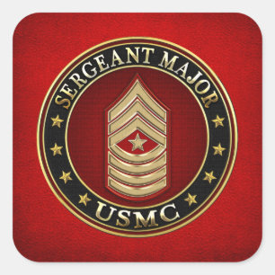 U.S. Marines: Sergeant-majoor (USMC SgtMaj) [3D] Vierkante Sticker