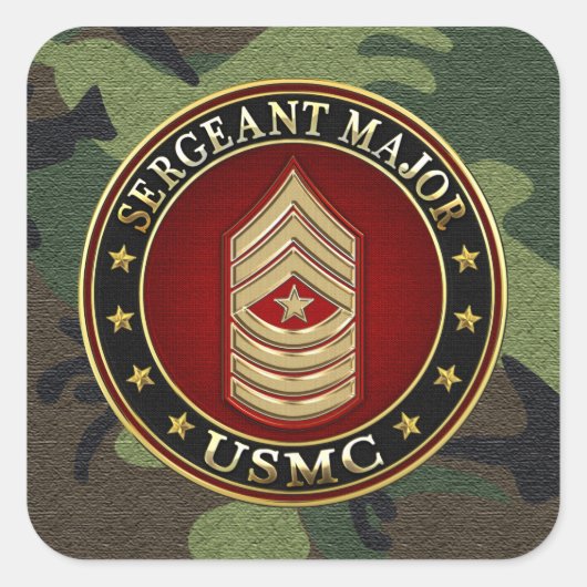 U.S. Marines: Sergeant-majoor (USMC SgtMaj) [3D] Vierkante Sticker (Voorkant)