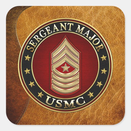 U.S. Marines: Sergeant-majoor (USMC SgtMaj) [3D] Vierkante Sticker (Voorkant)