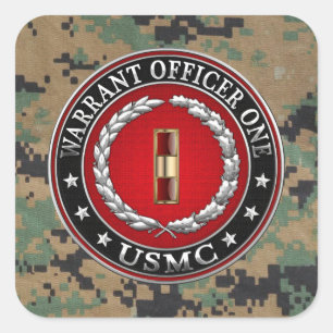 U.S. Marines: Warrant Officer One (USMC WO-1) [3D] Vierkante Sticker
