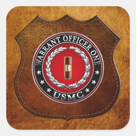 U.S. Marines: Warrant Officer One (USMC WO-1) [3D] Vierkante Sticker (Voorkant)