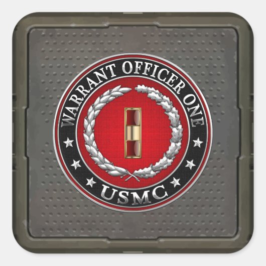 U.S. Marines: Warrant Officer One (USMC WO-1) [3D] Vierkante Sticker (Voorkant)