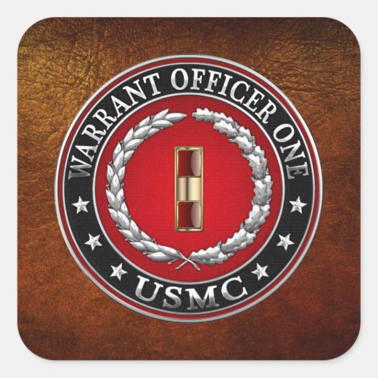 U.S. Marines: Warrant Officer One (USMC WO-1) [3D] Vierkante Sticker (Voorkant)