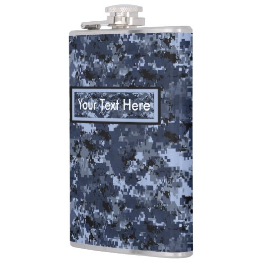 U.S. Militair Blauwe Camouflage 6 oz of 8 oz Flask Heupfles (Links)
