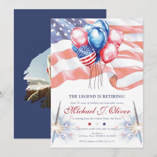 U.S. Military Retirement Invitation Kaart (Voorkant / Achterkant)