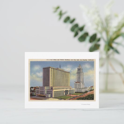 U. S. Post Kantoor, City Hall en Federal Building Briefkaart (Staand voorkant)