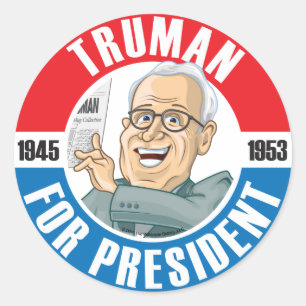 U.S. Presidenten Campaign Sticker: #33 Harry Truma Ronde Sticker