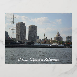 U.S.S. Olympia in Philadelphia Folie Vakantieplaat Folie Feestdagen Briefkaart