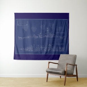 U.S.S. The Sullivans Fijne Kunst Blauwdruk Wandkleed